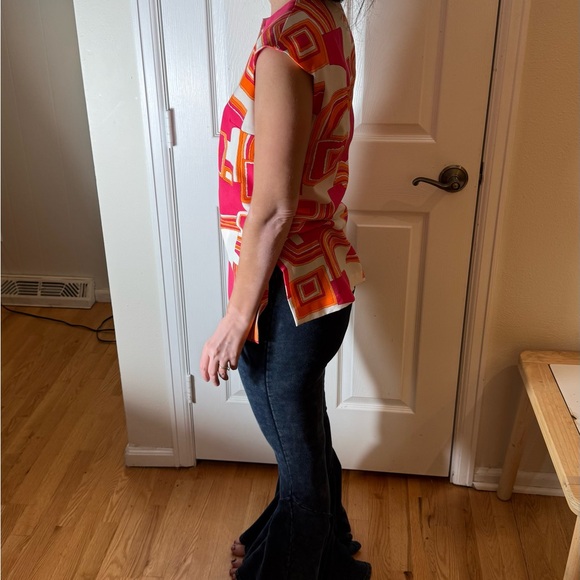 🌸 Vintage 60s Pykettes Psychedelic Geometric Tunic Blouse | Mod Op-Art Top - Picture 2 of 8